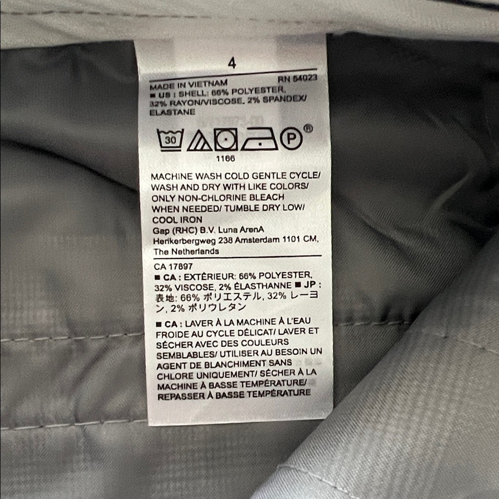 Banana Republic Women’s Light Gray Plaid Pants Size 4 NWT - Picture 3 of 4